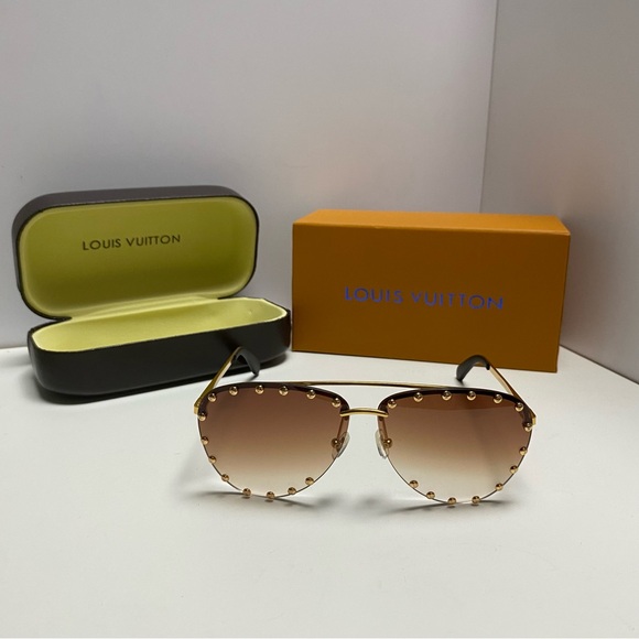 Louis Vuitton Gold and Brown Women's Sunglasses - Picture 1 of 7